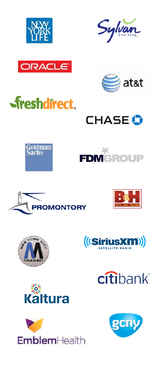 Goldman Sachs, PruTech, Chase, Citibank, MTA, SiriusXM Radio, B and H, Credit Suisse, FDM...