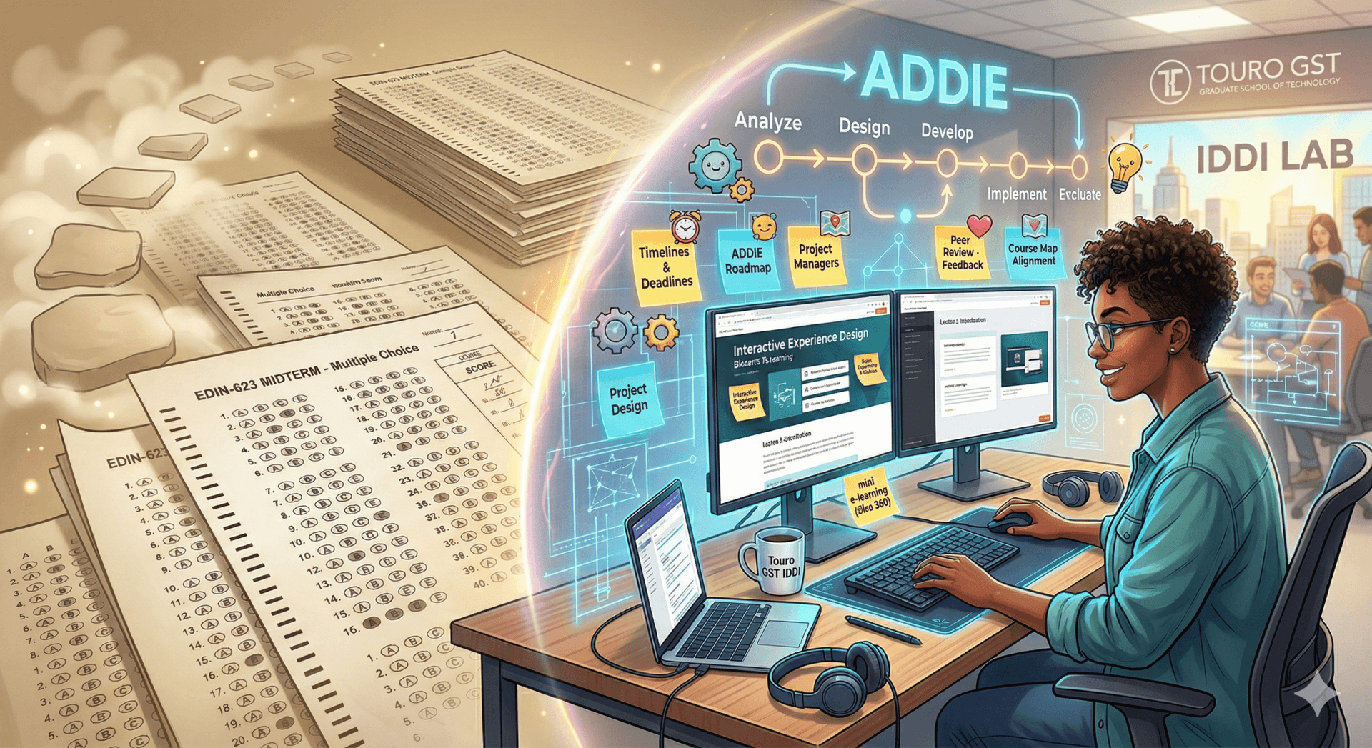 A split-screen illustration comparing organized culinary preparation ("mise-en-place") to data cleaning ("wrangling"), with a vertical title reading "THE ESSENTIAL PREP WORK."